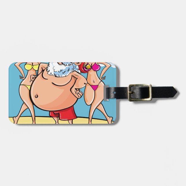 Étiquette À Bagage plage de bikini santa claus (Devant horizontal)