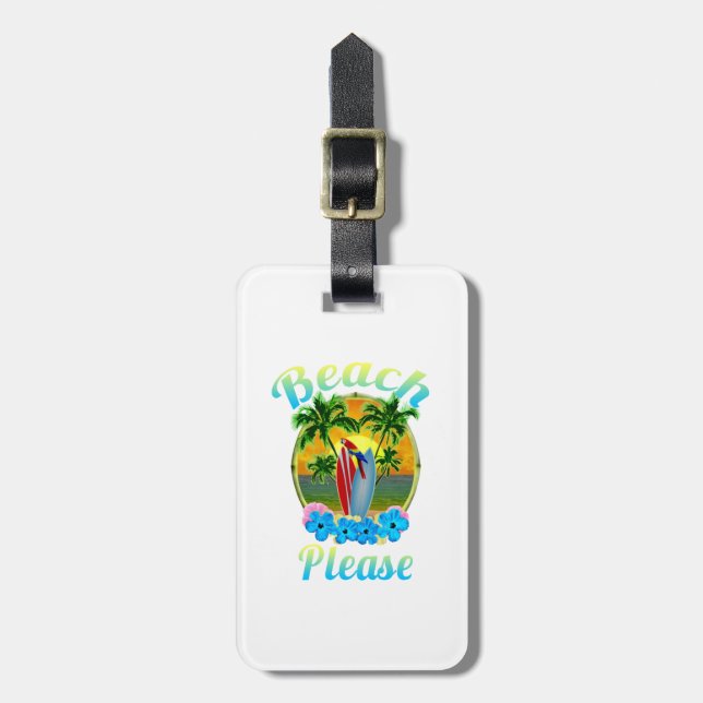 Étiquette À Bagage Plage de l'île tropicale S'il vous plaît (Devant Vertical)