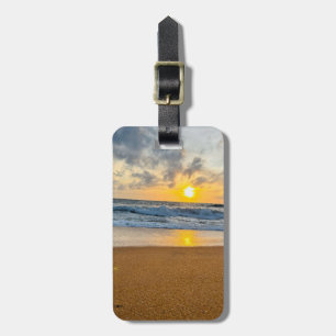 Étiquette À Bagage Plage de sable tropical océan l'aventure commence