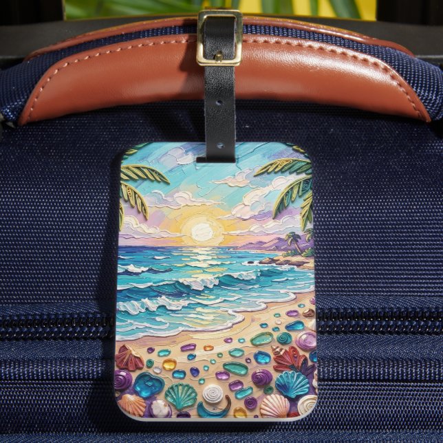 Étiquette À Bagage Plage d'Impasto et coucher de soleil et lever de s (Insitu Rectoal 2)