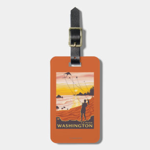 Étiquette À Bagage Plage et cerfs-volants - poussée de La, Washington