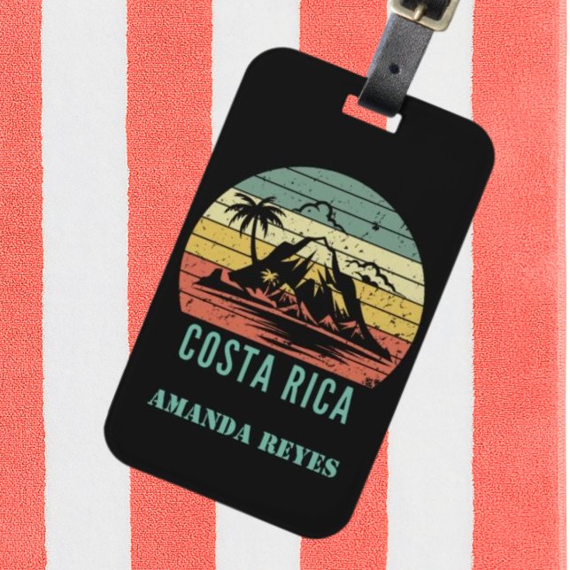 Étiquette À Bagage Plage Retro Costa Rica personnalisée (Créateur téléchargé)