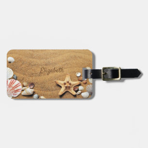 Étiquette À Bagage Plage, Sable, Étoile de mer, Coquillages - Personn