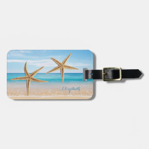 Étiquette À Bagage Plage Tropicale,Ciel Bleu,Sable de l'Océan,Étoile