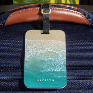 Étiquette À Bagage Plage tropicale Vacances Ocean Waves Nom Monogramm