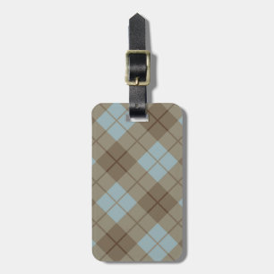 Étiquette À Bagage Plaid polarisé dans le bleu et le brun