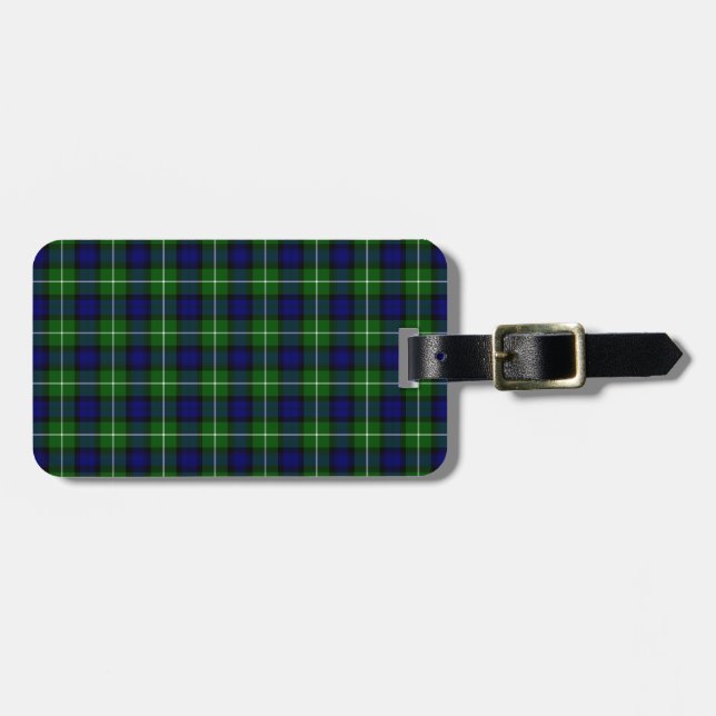 Étiquette À Bagage Plaid vert bleu Lamont tartan (Devant horizontal)