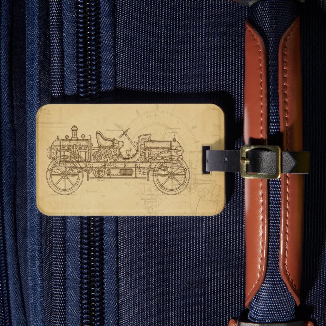 Étiquette À Bagage Plan d'automobile Steampunk inspiré de l'ancien  (Insitu Rectoal 4)