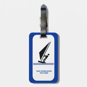 Étiquette À Bagage Planche à voile à bord noir, planche à voile bleue
