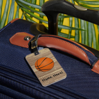 Étiquette À Bagage Plancher en bois de basket-ball personnalisé