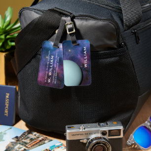 Étiquette À Bagage Planet Uranus Solaire Système Espace Purple Galaxi