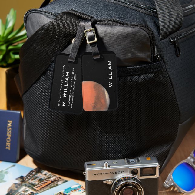 Étiquette À Bagage Planète Mars Système solaire Espace noir avec étoi (Recto & Verso)