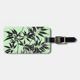 Étiquette À Bagage Plante en bambou noir et vert menthe