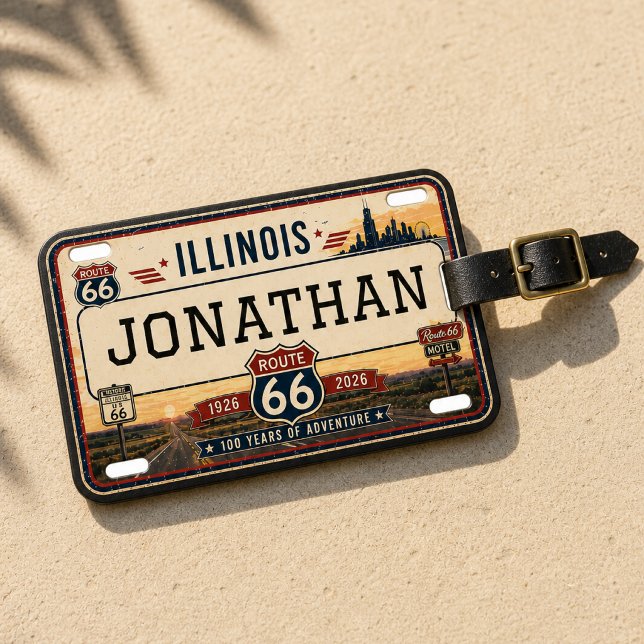 Étiquette À Bagage Plaque d'immatriculation personnalisée Route 66 de (Créateur téléchargé)