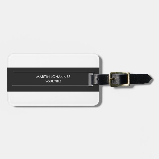 Étiquette À Bagage Plat tendance Simple Gris Blanc (Devant horizontal)