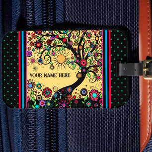 Étiquette À Bagage Plutôt Inspirivity Amusant Arbre Floral Customisé