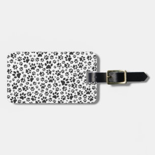Étiquette À Bagage Poches de chien noir et blanc Poka Dot