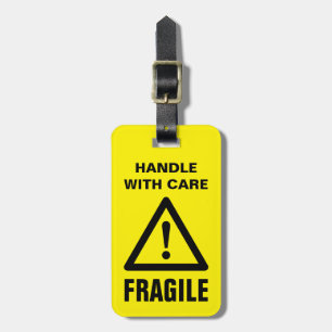Étiquette À Bagage Poignée fragile avec précaution symbole de prudenc