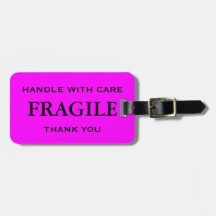 Étiquette À Bagage Poignée fragile noire rose à manipuler avec soin M