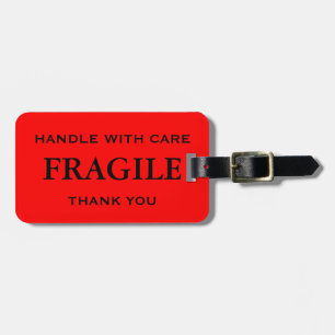 Étiquette À Bagage Poignée noire rouge fragile avec Merci de soin