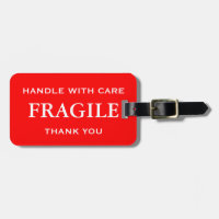 Poignée rouge blanche fragile avec Merci de soin