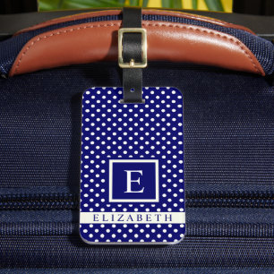 Étiquette À Bagage Point Polka Royal Bleu Bleu Personnalisé
