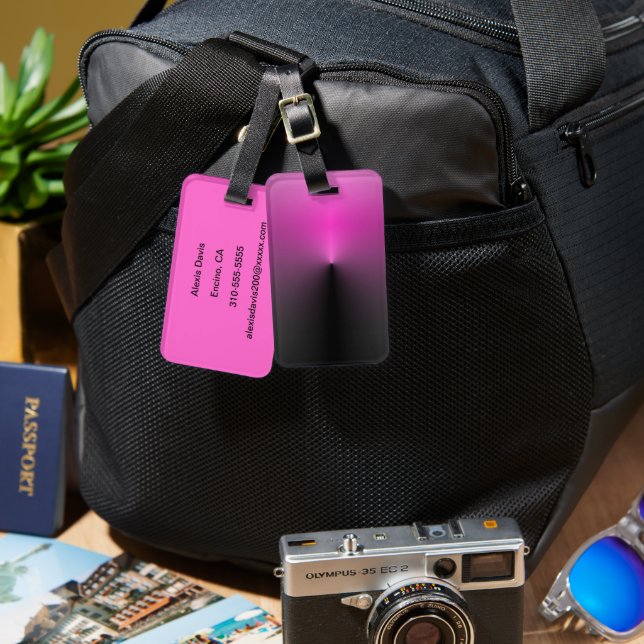 Étiquette À Bagage Point rose-n-noir (Recto & Verso)