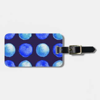 Étiquette À Bagage Points Bleus Aquarelle Motif Indigo Cerulean