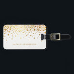 Étiquette À Bagage Points Confetti Faux Gold Foil Personnalisés<br><div class="desc">Marque de bagage féminine et moderne avec des points de confetti en faux feuille d'or. Cette étiquette de bagage personnalisable sera un accent parfait pour votre sac. Personnalisé en ajoutant vos noms et vos détails. Cette conception est disponible dans d'autres produits.</div>