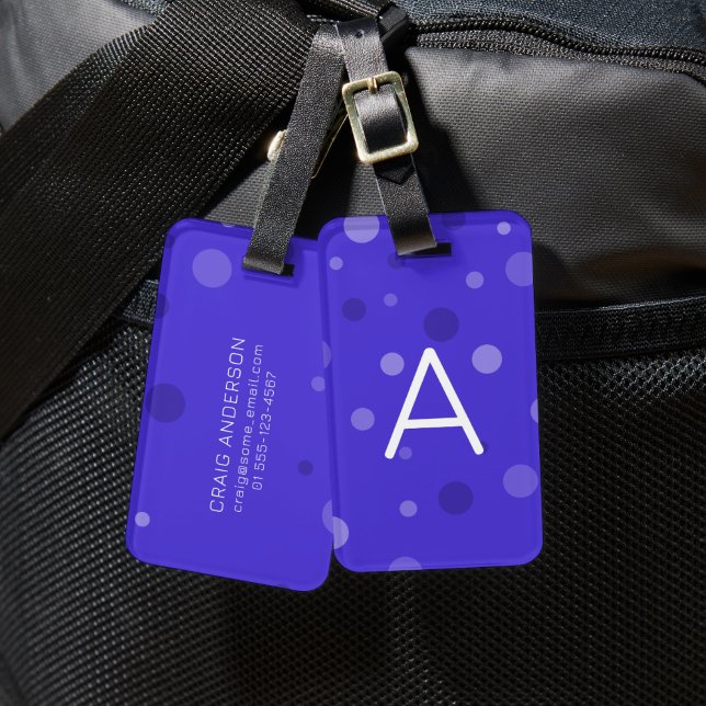 Étiquette À Bagage Points de pop bleu électrique (Créateur téléchargé)