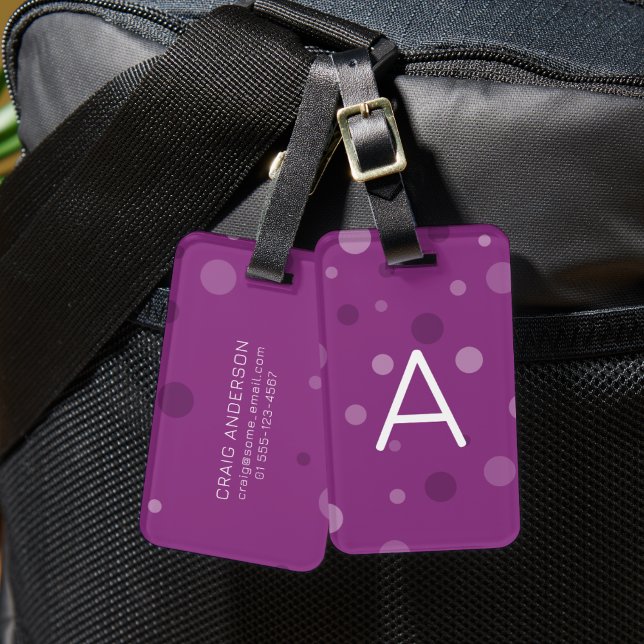 Étiquette À Bagage Points de pop pourpre de framboise (Créateur téléchargé)
