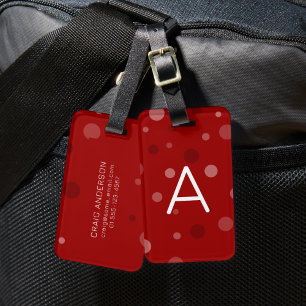 Étiquette À Bagage Points de pop rouge foncé