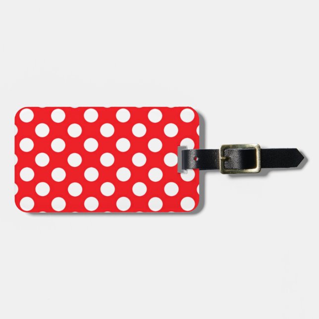 Étiquette À Bagage Pois blancs sur Arrière - plan rouge (Devant horizontal)