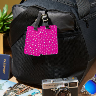 Étiquette À Bagage Pois magenta