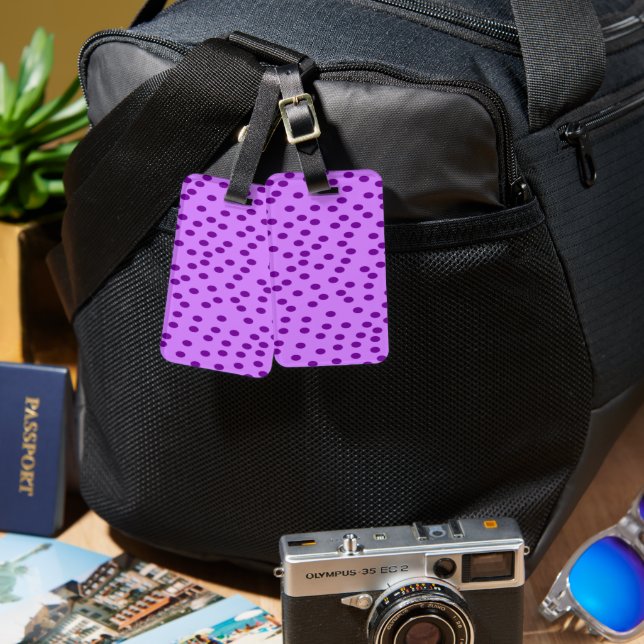 Étiquette À Bagage Pois violets de lavande (Recto & Verso)