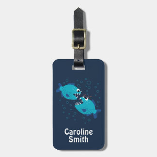 Étiquette À Bagage Poisson de Piranha bleu Gossiping