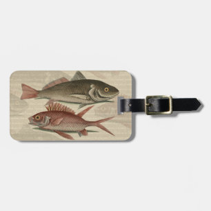 Étiquette À Bagage Poisson Perche Rouge Pêcheur d'Art