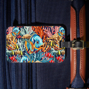 Étiquette À Bagage Poissons Tropicaux Couleurs Vives Vibes d'Été