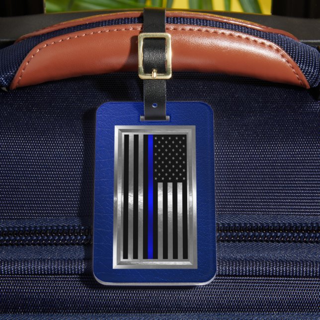 Étiquette À Bagage Police Police American Flag Blue Stripe (Insitu Rectoal 2)