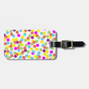 Étiquette À Bagage Polka-Dots colorés sur blanc