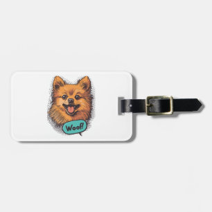 Étiquette À Bagage Pomeranian Pop Art � Chien de Bande Dessinée Rétro