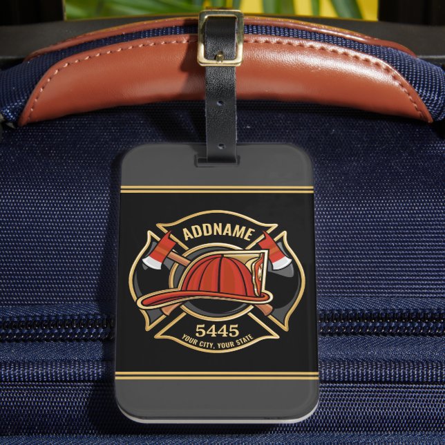 Étiquette À Bagage Pompier AJOUTER LE NOM Insigne du service de pompi (Insitu Rectoal 2)