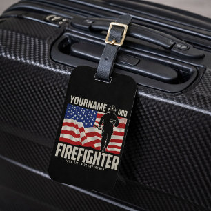 Étiquette À Bagage Pompier personnalisé Secourir USA Drapeau Patrioti