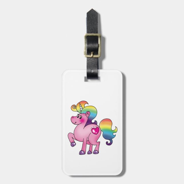 Étiquette À Bagage poney mignon de licorne (Devant Vertical)
