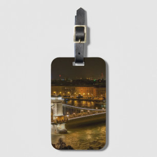 Étiquette À Bagage Pont de la chaîne de Budapest la nuit
