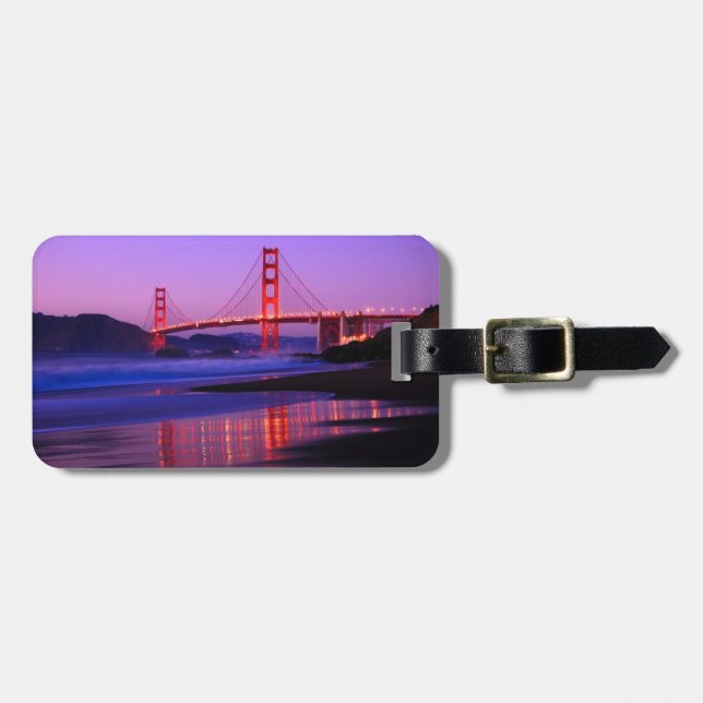 Étiquette À Bagage Pont Golden Gate à Baker Beach au coucher du solei (Devant horizontal)