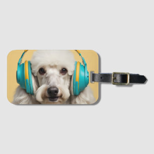 Étiquette À Bagage Poodé avec casque