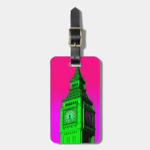 Étiquette À Bagage Pop Art Big Ben Londres Voyage rose Vert