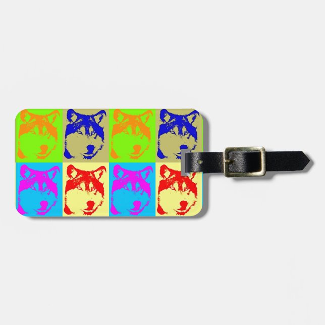 Étiquette À Bagage Pop Art Wolf Eyes (Devant horizontal)