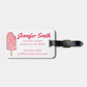 Étiquette À Bagage Popsicle de crème glacée aux fraises roses